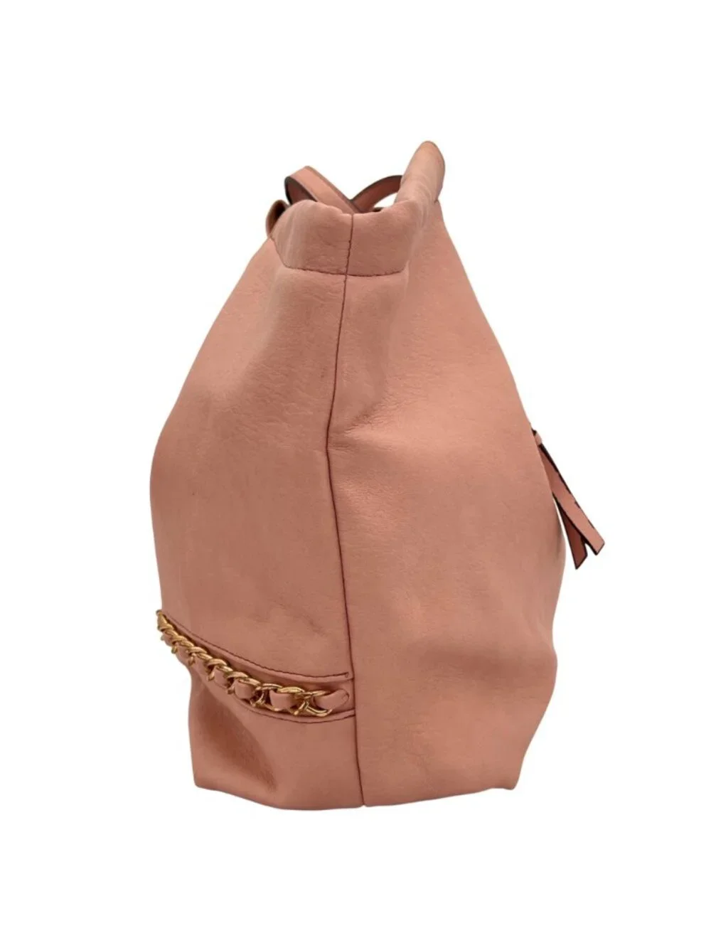 Jessica Simpson Blush Pink Tote Bag With Gold Chain Detail Leopard Print Lining - Picture 14 of 16